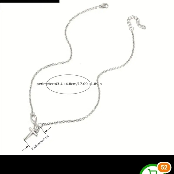 NWOT Infinity Necklace Silver, cross runs inside infinity to endless design - Picture 10 of 10